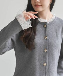 ふちどりレースニットカーディガン