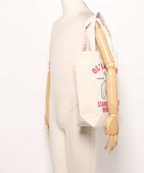 Ol' Basics(オールベーシックス)の「Ol' Basics(オール・ベーシックス) トートバッグ キャンバス ワーカーイラスト ロゴ プリント 鞄 BAG アメカジ メンズ レディース ユニセックス Mサイズ(トートバッグ・レディース・ナチュラル・FREE)」の6枚目の写真