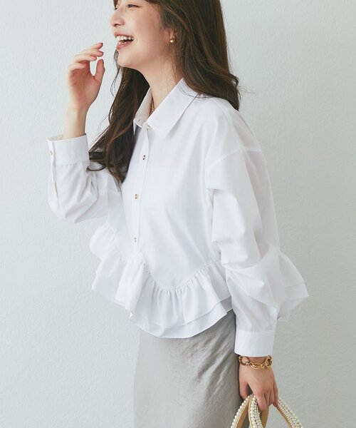 La boutique BonBon(ラブティックボンボン)の「ランダムペプラムシャツ(シャツ/ブラウス・レディース・サックスブルー/ネイビー/ホワイト/バイオレット・FREE)」の7枚目の写真