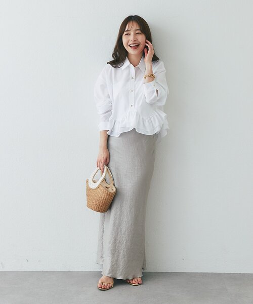 La boutique BonBon(ラブティックボンボン)の「ランダムペプラムシャツ(シャツ/ブラウス・レディース・サックスブルー/ネイビー/ホワイト/バイオレット・FREE)」の9枚目の写真