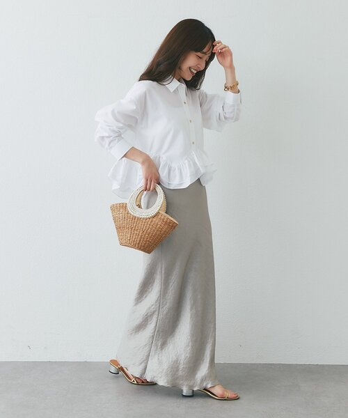 La boutique BonBon(ラブティックボンボン)の「ランダムペプラムシャツ(シャツ/ブラウス・レディース・サックスブルー/ネイビー/ホワイト/バイオレット・FREE)」の10枚目の写真