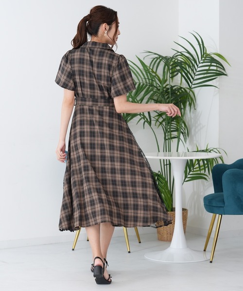 ASTORIA ODIER（アストリアオディール）の「チェックサイドレースワンピース（ワンピース・レディース・ブラウン/ブラック・LARGE/MEDIUM）」の6枚目の写真
