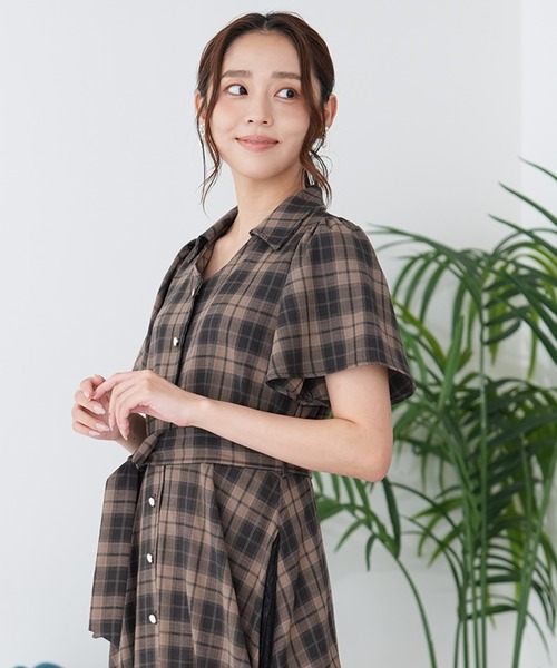 ASTORIA ODIER（アストリアオディール）の「チェックサイドレースワンピース（ワンピース・レディース・ブラウン/ブラック・LARGE/MEDIUM）」の8枚目の写真