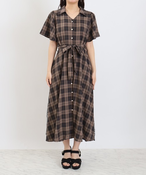 ASTORIA ODIER（アストリアオディール）の「チェックサイドレースワンピース（ワンピース・レディース・ブラウン/ブラック・LARGE/MEDIUM）」の20枚目の写真