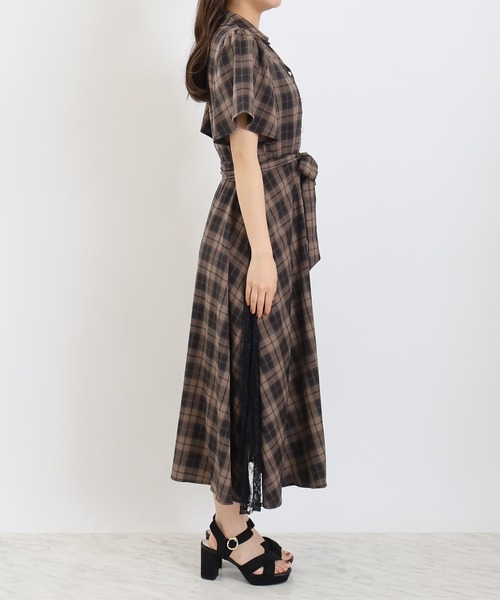 ASTORIA ODIER（アストリアオディール）の「チェックサイドレースワンピース（ワンピース・レディース・ブラウン/ブラック・LARGE/MEDIUM）」の21枚目の写真