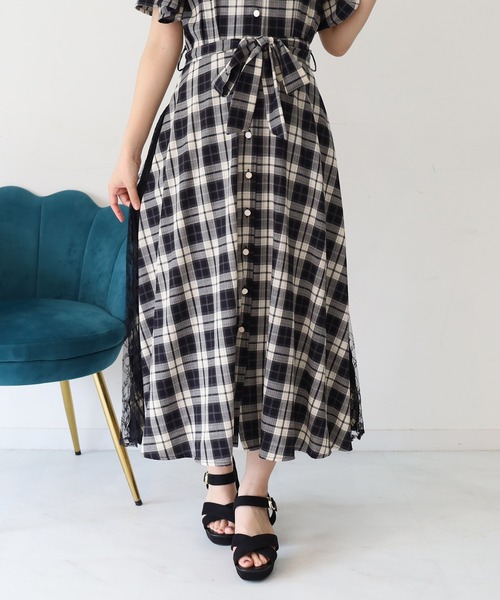 ASTORIA ODIER（アストリアオディール）の「チェックサイドレースワンピース（ワンピース・レディース・ブラウン/ブラック・LARGE/MEDIUM）」の16枚目の写真