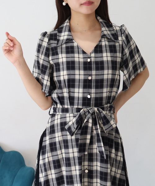 ASTORIA ODIER（アストリアオディール）の「チェックサイドレースワンピース（ワンピース・レディース・ブラウン/ブラック・LARGE/MEDIUM）」の14枚目の写真