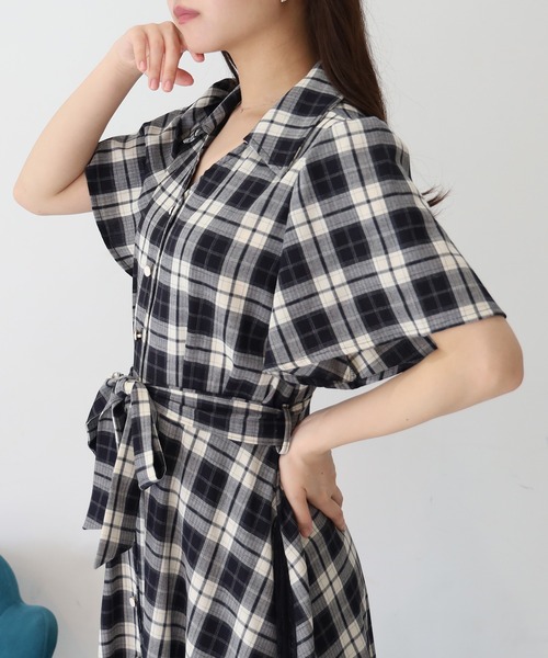 ASTORIA ODIER（アストリアオディール）の「チェックサイドレースワンピース（ワンピース・レディース・ブラウン/ブラック・LARGE/MEDIUM）」の15枚目の写真