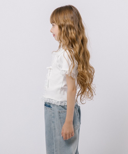 URBAN CHERRY(アーバンチェリー)の「レースアップキャミドッキングトップス(キャミソール・キッズ・ホワイト/ブラック・130cm/140cm/150cm/110cm/120cm)」の18枚目の写真