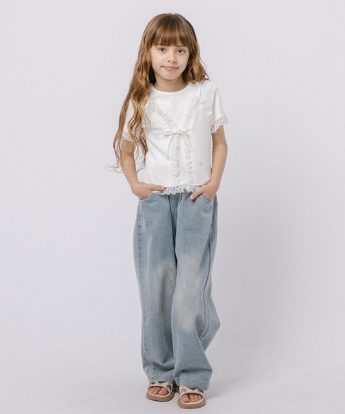 URBAN CHERRY(アーバンチェリー)の「レースアップキャミドッキングトップス(キャミソール・キッズ・ホワイト/ブラック・130cm/140cm/150cm/110cm/120cm)」の20枚目の写真