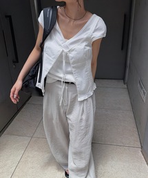 curve gather lib T / カーブギャザーリブTシャツ