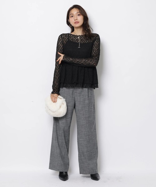 JUSGLITTY(ジャスグリッティー)の「レースペプラムロンT(Tシャツ/カットソー・レディース・ブラック/オフホワイト・2/1)」の8枚目の写真