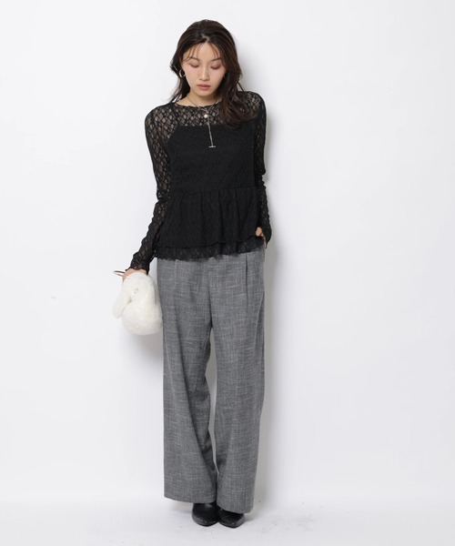 JUSGLITTY(ジャスグリッティー)の「レースペプラムロンT(Tシャツ/カットソー・レディース・ブラック/オフホワイト・2/1)」の9枚目の写真
