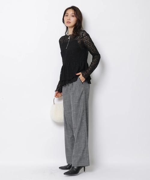 JUSGLITTY(ジャスグリッティー)の「レースペプラムロンT(Tシャツ/カットソー・レディース・ブラック/オフホワイト・2/1)」の10枚目の写真
