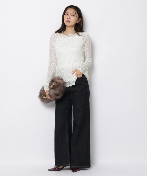 JUSGLITTY(ジャスグリッティー)の「レースペプラムロンT(Tシャツ/カットソー・レディース・ブラック/オフホワイト・2/1)」の15枚目の写真