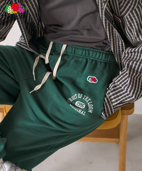 70s フルーツオブザルームプリント ダークグリーン スウェット XL FRUIT OF THE LOOM × FREAK'S STORE/フルーツオブザルーム 別注