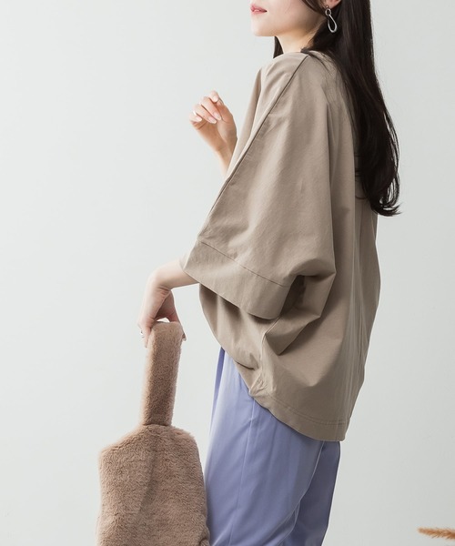 ElegChic（エレグシック）の「Vネック7分袖ドルマンTシャツ（Tシャツ/カットソー・レディース・チャコールグレー/ミント/グレイッシュベージュ/ブラック/オフホワイト・4L/XL/M）」の19枚目の写真