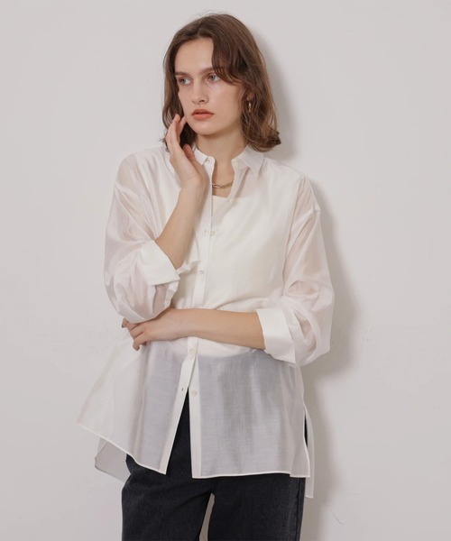 CADUNE(カデュネ)の「シアーシャツ(シャツ/ブラウス・レディース・モカ/オフホワイト・38/36)」の9枚目の写真