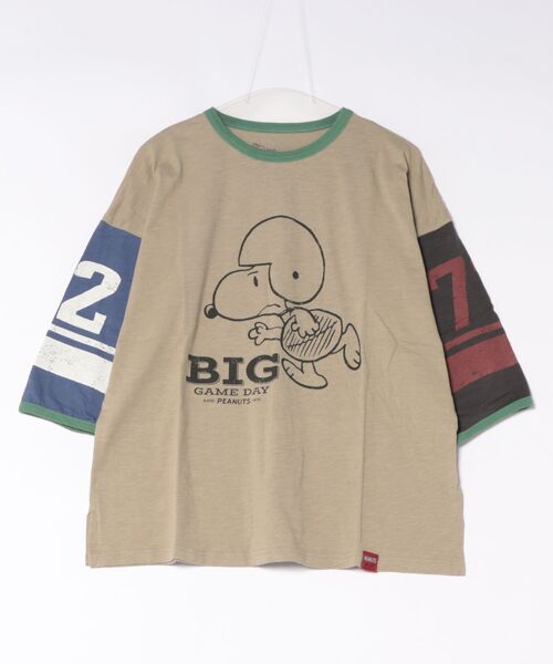 CUBE SUGAR（キューブシュガー）の「CUBE SUGAR/キューブシュガー　32/-スラブ天竺 PEANUTSライン入り7分袖PO（Tシャツ/カットソー・レディース・レッド/その他1・FREE）」の2枚目の写真