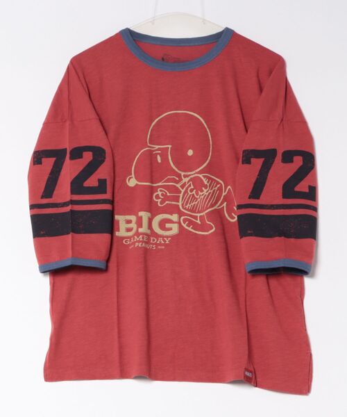 CUBE SUGAR（キューブシュガー）の「CUBE SUGAR/キューブシュガー　32/-スラブ天竺 PEANUTSライン入り7分袖PO（Tシャツ/カットソー・レディース・レッド/その他1・FREE）」の4枚目の写真