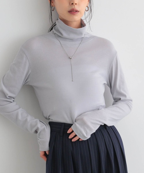 for/c(フォーシー)の「コットンシアータートルロンT【サスティナブル】(Tシャツ/カットソー・レディース・グレー/オフホワイト/ブラック/ライトグリーン・L/M)」の4枚目の写真