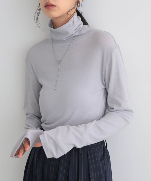 for/c(フォーシー)の「コットンシアータートルロンT【サスティナブル】(Tシャツ/カットソー・レディース・グレー/オフホワイト/ブラック/ライトグリーン・L/M)」の6枚目の写真