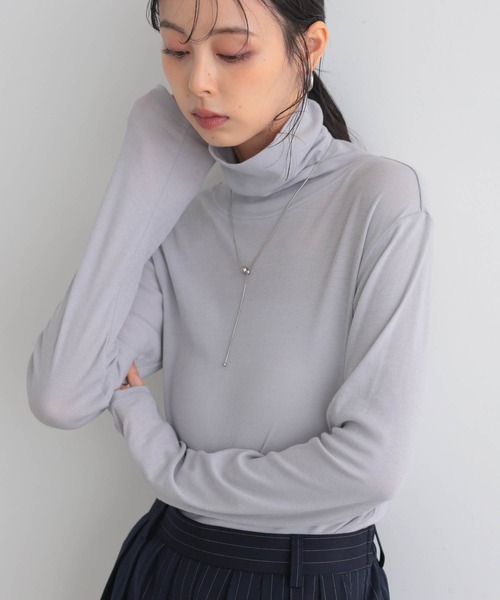 for/c(フォーシー)の「コットンシアータートルロンT【サスティナブル】(Tシャツ/カットソー・レディース・グレー/オフホワイト/ブラック/ライトグリーン・L/M)」の8枚目の写真