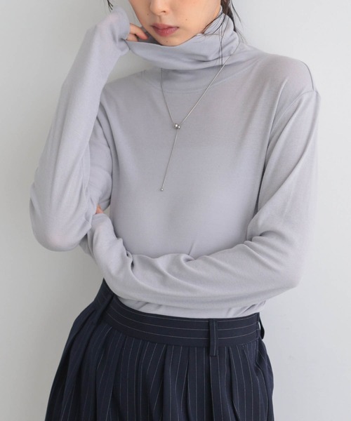 for/c(フォーシー)の「コットンシアータートルロンT【サスティナブル】(Tシャツ/カットソー・レディース・グレー/オフホワイト/ブラック/ライトグリーン・L/M)」の7枚目の写真