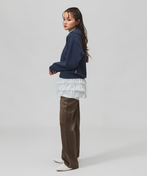 adidas（アディダス）の「アディダス adidas スタジアム ピケ ルーズフィット トラックパンツ（その他パンツ・レディース・ブラウン/トップグレー/ブラック×ホワイト・S/M/L/XL）」の7枚目の写真