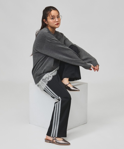 adidas（アディダス）の「アディダス adidas スタジアム ピケ ルーズフィット トラックパンツ（その他パンツ・レディース・ブラウン/トップグレー/ブラック×ホワイト・S/M/L/XL）」の16枚目の写真