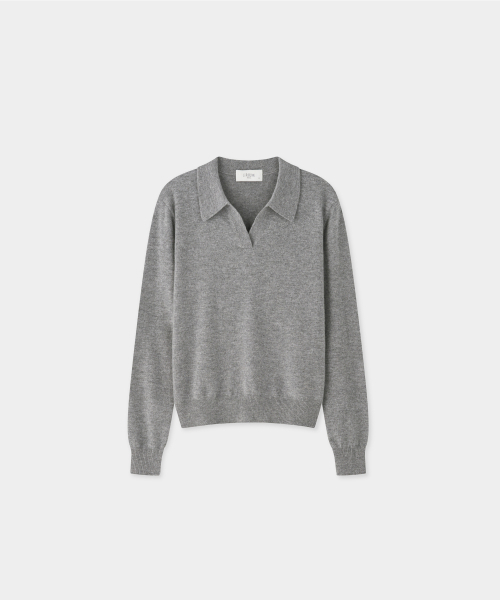 J'RIUM（ジェイリウム）の「カシミヤブレンド ESSENTIALS オープンカラー ニット グレー（ニット/セーター・メンズ・その他・SMALL/MEDIUM/LARGE/X-LARGE）」の2枚目の写真