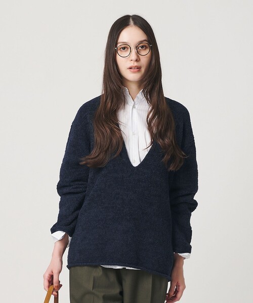 BEAUTY&YOUTH UNITED ARROWS（ビューティーアンドユースユナイテッドアローズ）の「テープヤーン ディープVネック ニット（ニット/セーター・レディース・ナチュラル/ネイビー/ダークブラウン・FREE）」の16枚目の写真