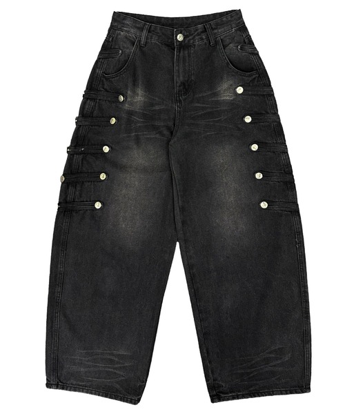 FOLLOWIN（フォロウィン）の「【 UNISEX  】ナポレオンベルトデザイン ワイドデニムパンツ（デニムパンツ・レディース・ダークブラウン/ブラック・SMALL/MEDIUM/LARGE）」の21枚目の写真
