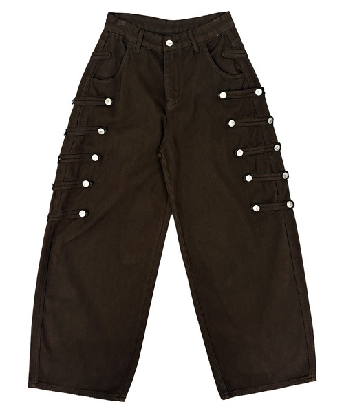 FOLLOWIN（フォロウィン）の「【 UNISEX  】ナポレオンベルトデザイン ワイドデニムパンツ（デニムパンツ・レディース・ダークブラウン/ブラック・SMALL/MEDIUM/LARGE）」の22枚目の写真
