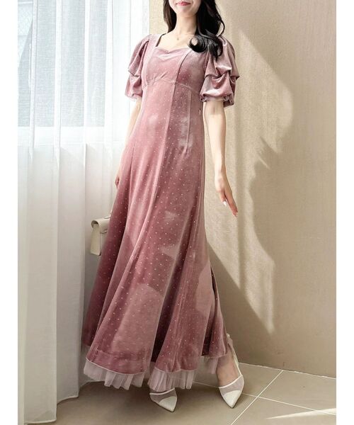 dazzlin(ダズリン)の「ラメドットベロアドレス(ドレス・レディース・ピンク/ブラック・MEDIUM/SMALL)」の2枚目の写真