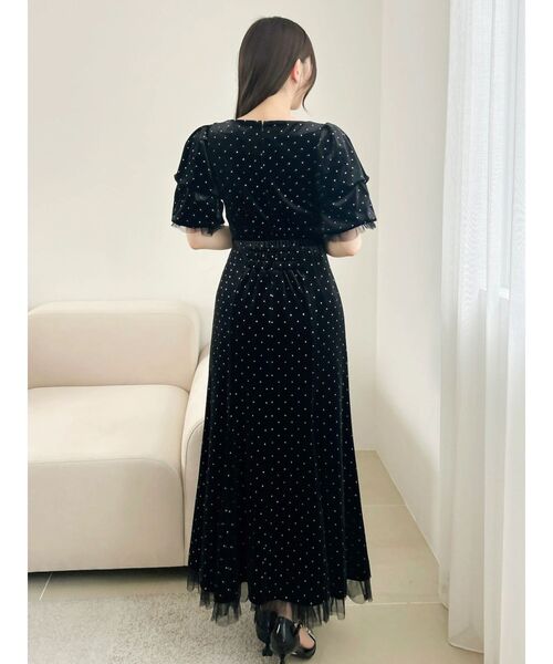 dazzlin(ダズリン)の「ラメドットベロアドレス(ドレス・レディース・ピンク/ブラック・MEDIUM/SMALL)」の5枚目の写真