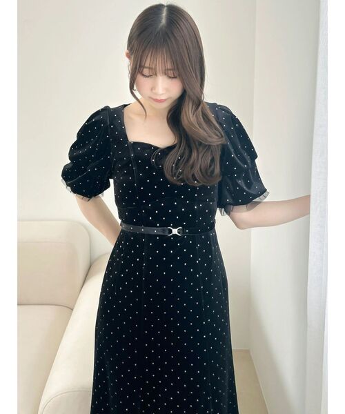 dazzlin(ダズリン)の「ラメドットベロアドレス(ドレス・レディース・ピンク/ブラック・MEDIUM/SMALL)」の6枚目の写真