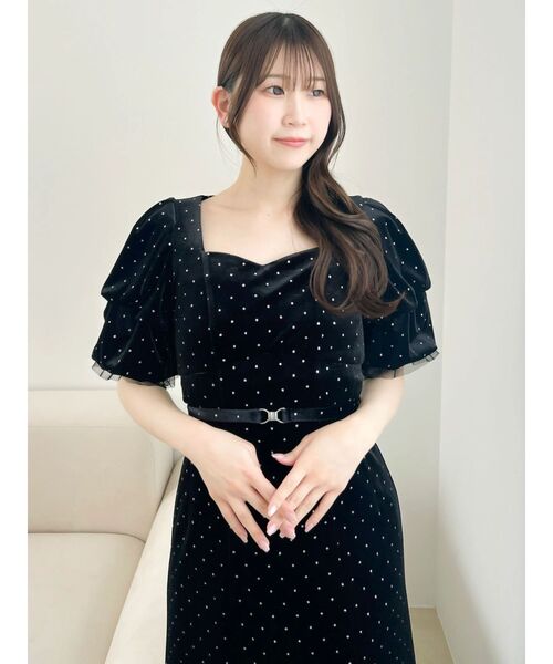 dazzlin(ダズリン)の「ラメドットベロアドレス(ドレス・レディース・ピンク/ブラック・MEDIUM/SMALL)」の7枚目の写真