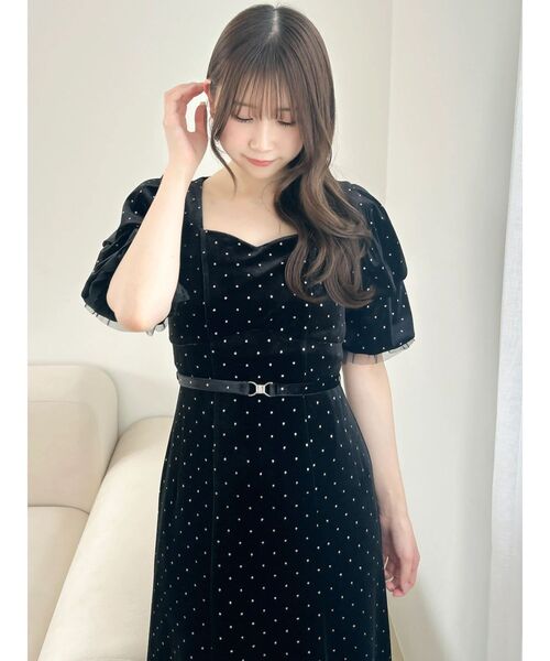 dazzlin(ダズリン)の「ラメドットベロアドレス(ドレス・レディース・ピンク/ブラック・MEDIUM/SMALL)」の8枚目の写真