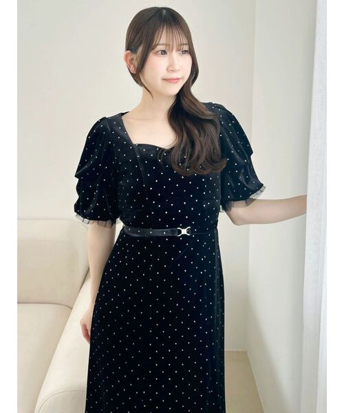 dazzlin(ダズリン)の「ラメドットベロアドレス(ドレス・レディース・ピンク/ブラック・MEDIUM/SMALL)」の9枚目の写真