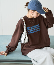 限定展開 フロッキー ロゴ プリント 裏毛 スウェット