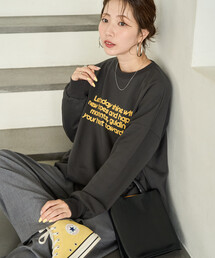 限定展開 フロッキー ロゴ プリント 裏毛 スウェット