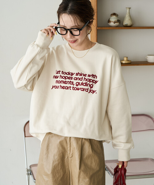 FREAK'S STORE(フリークスストア)の「限定展開 フロッキー ロゴ プリント 裏毛 スウェット(スウェット・レディース・ブラック/ブラウン/グレー/ネイビー/ナチュラル/ワイン・フリ-)」の7枚目の写真