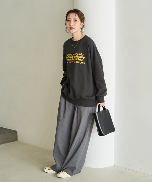FREAK'S STORE(フリークスストア)の「限定展開 フロッキー ロゴ プリント 裏毛 スウェット(スウェット・レディース・ブラック/ブラウン/グレー/ネイビー/ナチュラル/ワイン・フリ-)」の16枚目の写真