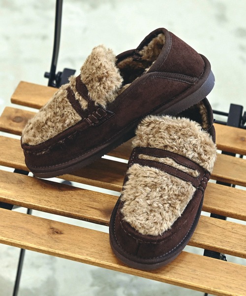 MEI(メイ)の「MEI メイ FUR SLIP-ON LOAFERS 2WAY フェイクムートン ボアモカシン ローファー / Lady’s(ローファー・レディース・ブラウン/ブラック/キャメル・S/M/L)」の1枚目の写真