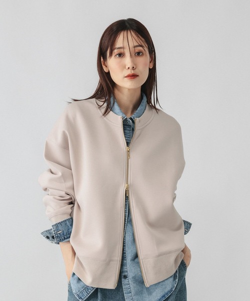 GLOBAL WORK(グローバルワーク)の「ダンボールZIPカーディガン/1074427(カーディガン/ボレロ・レディース・ブラック/グレイッシュベージュ/グレー系8・LARGE/MEDIUM)」の3枚目の写真