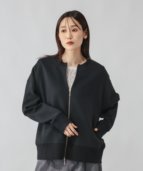 GLOBAL WORK(グローバルワーク)の「ダンボールZIPカーディガン/1074427(カーディガン/ボレロ・レディース・ブラック/グレイッシュベージュ/グレー系8・LARGE/MEDIUM)」の2枚目の写真