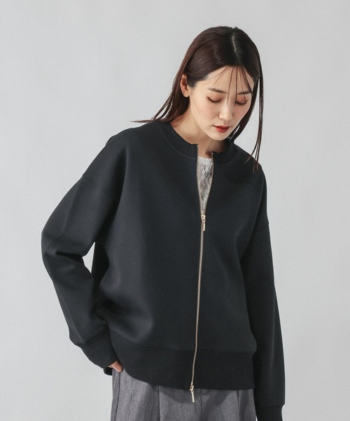 GLOBAL WORK(グローバルワーク)の「ダンボールZIPカーディガン/1074427(カーディガン/ボレロ・レディース・ブラック/グレイッシュベージュ/グレー系8・LARGE/MEDIUM)」の7枚目の写真