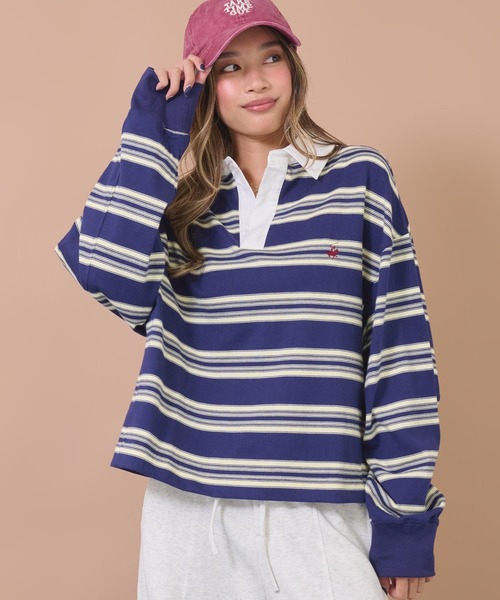 anap mimpi(アナップミンピ)の「BEVERLY HILLS POLO CLUBスキッパーネックラガーシャツ(Tシャツ/カットソー・レディース・ブラウン/ネイビー・F)」の6枚目の写真