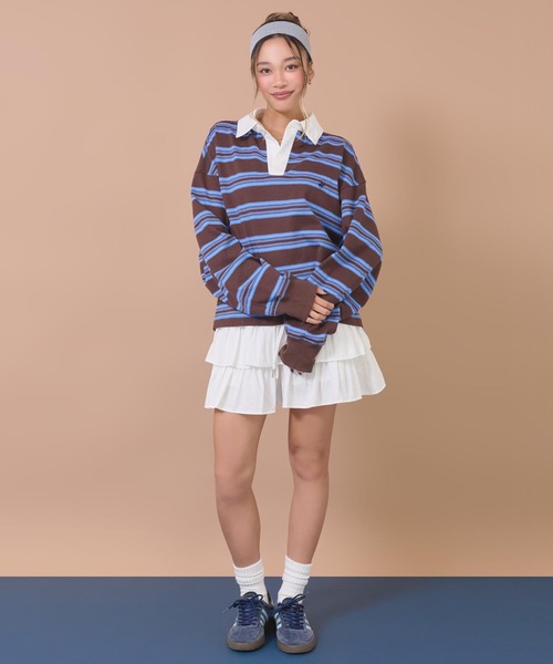 anap mimpi(アナップミンピ)の「BEVERLY HILLS POLO CLUBスキッパーネックラガーシャツ(Tシャツ/カットソー・レディース・ブラウン/ネイビー・F)」の15枚目の写真